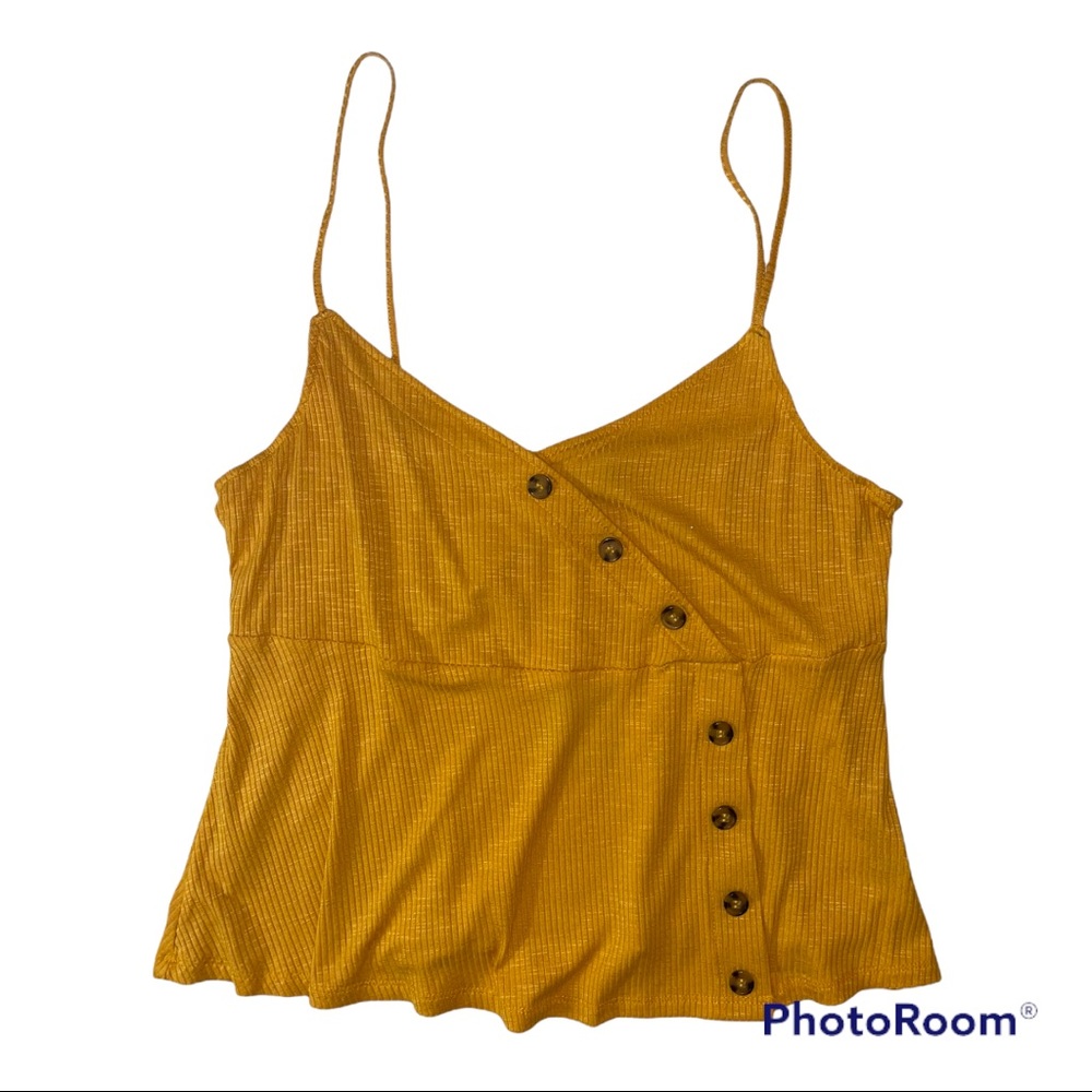 Honey & Sparkle Mustard Yellow Button Front Cami Tank Top XL